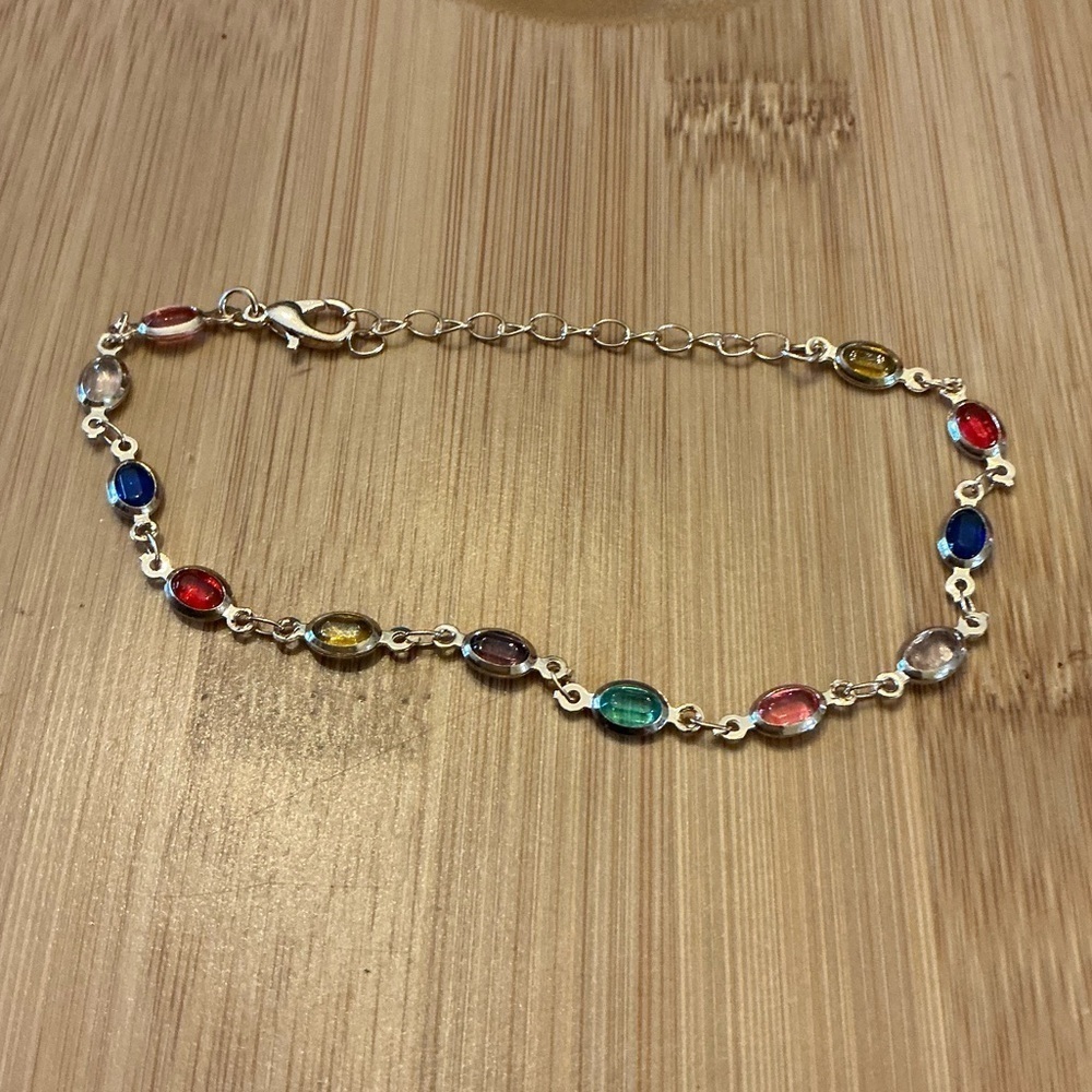 Multi colored bead golden bracelet, 9” Brand New!